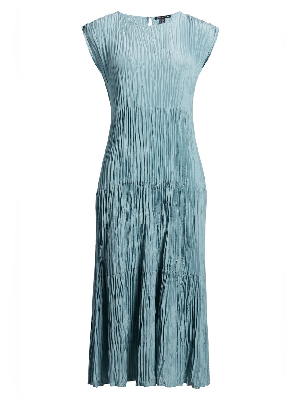 Eileen Fisher Light Blue Pleated Crinkled Dress M